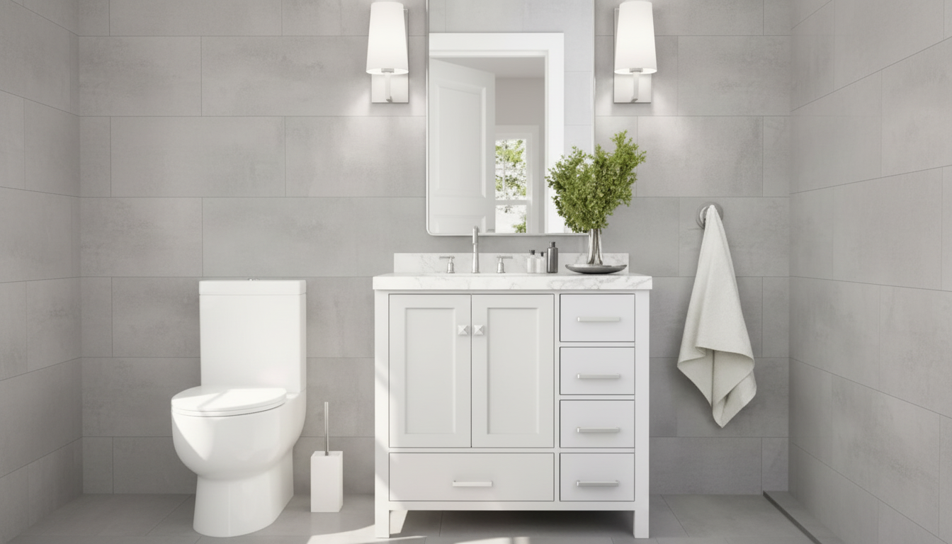 Maximize Space with a 37" White Left-Offset Quartz Vanity